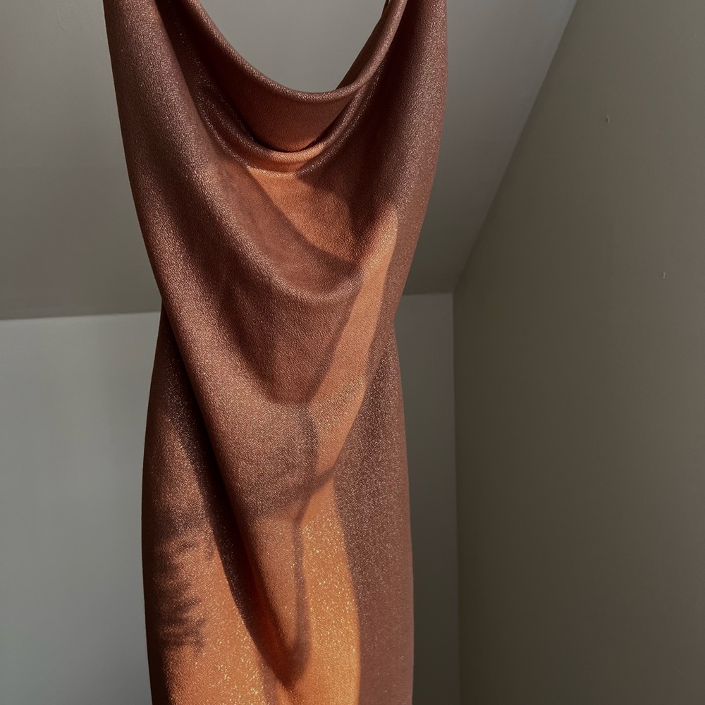 Pink Cowl Neck Sleeveless Bodycon Mini Dress - Picture 4 of 4